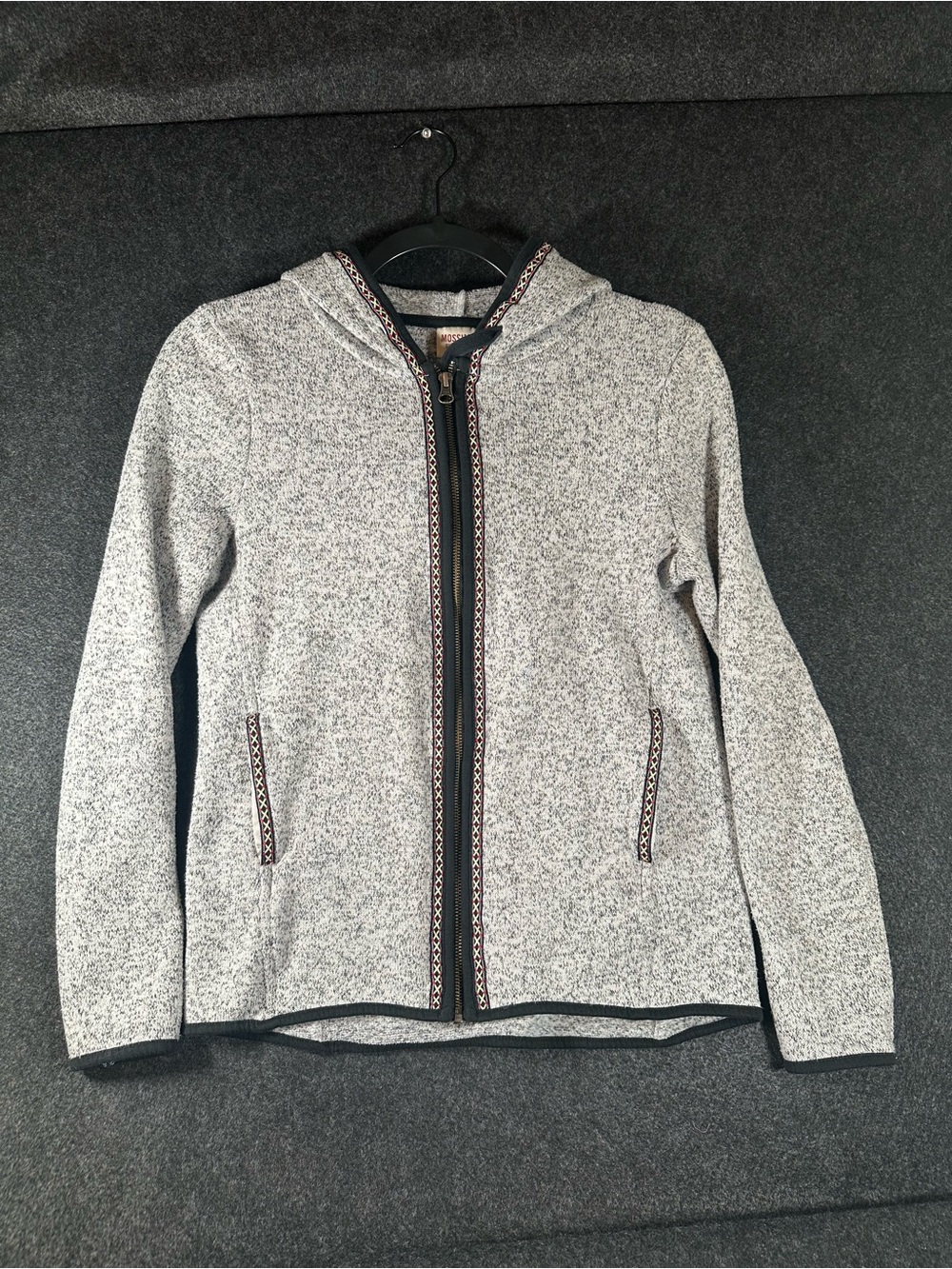 Mossimo Supply Co. Women's Full Zip Knit Hoodie Gray Heathered Pockets Small